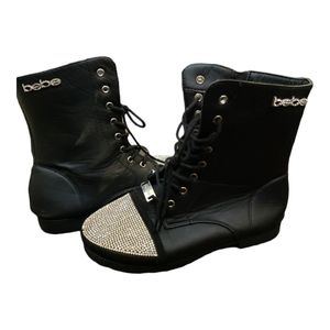 Bebe Rhinestone Combat Boots 4
